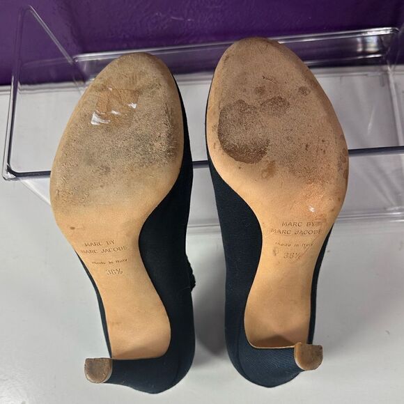 Marc by Marc Jacobs Black Stretchy Band Rope Floral Heels - Picture 7 of 8